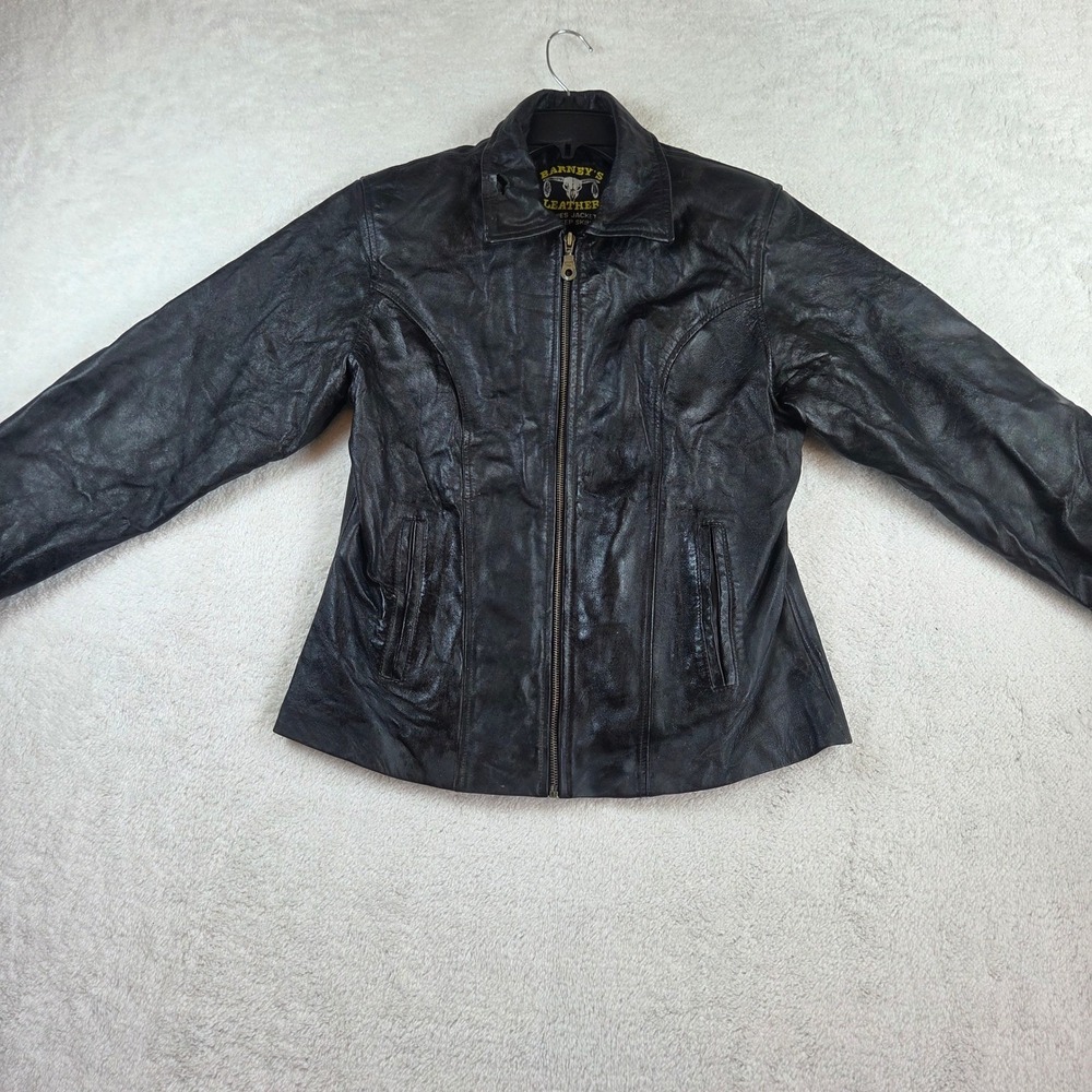 Barneys Leather Womens Black Sheepskin Full Zip Jacket Collared Sheep Skin Coat